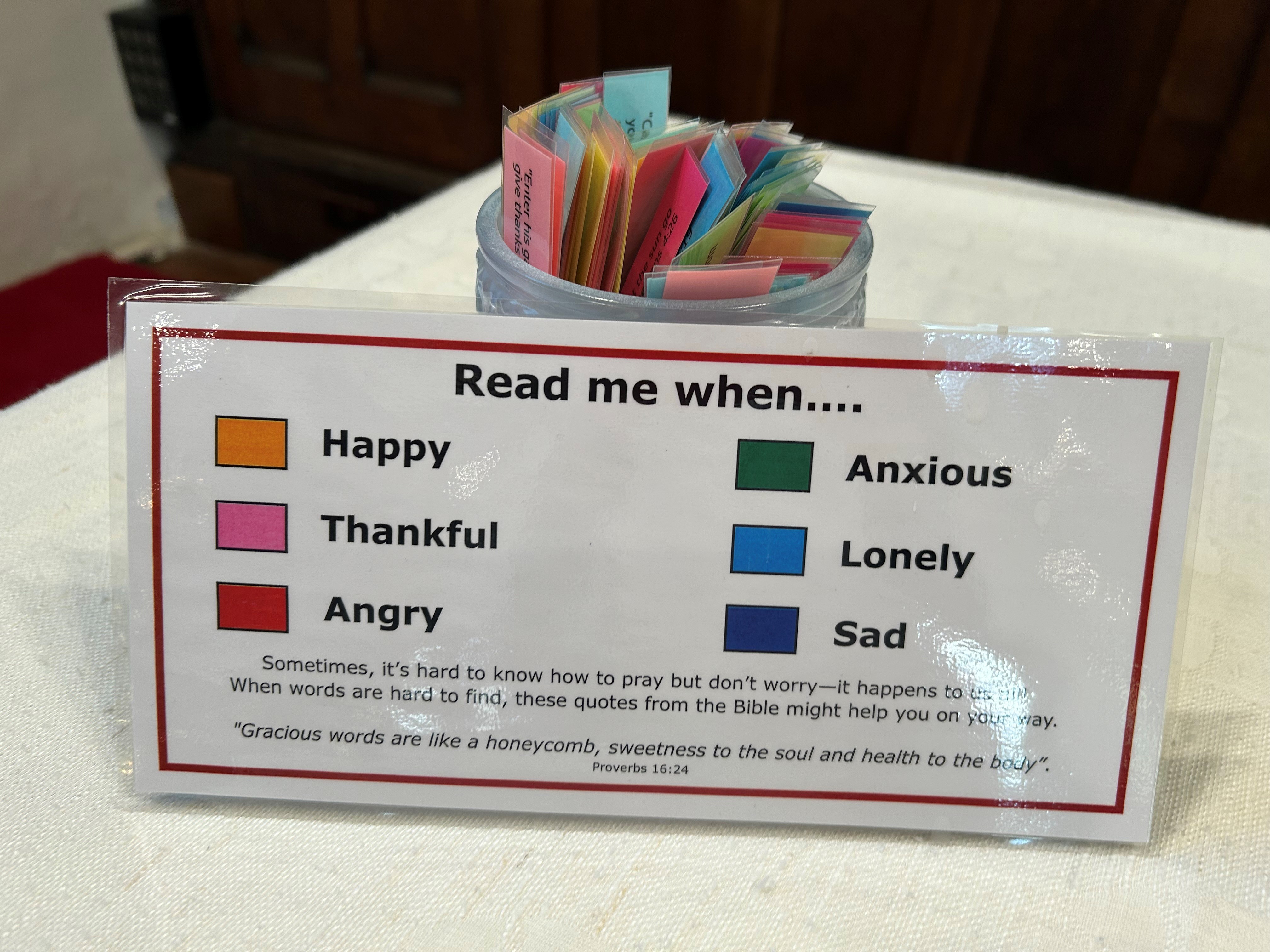 Image of a prayer jar with a label