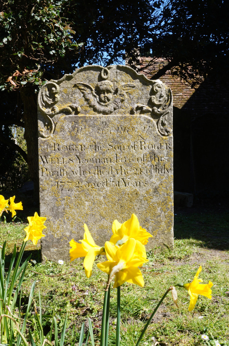 Headstone with a good growth of lichen 